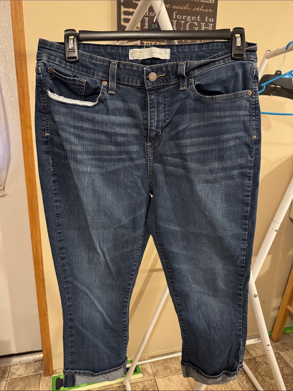 Signature by Levi Strauss Dark Blue Cropped Jeans